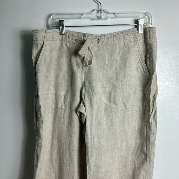 L. L. Bean 100% Linen Tan Capris Size 12 Petite - Picture 3 of 11